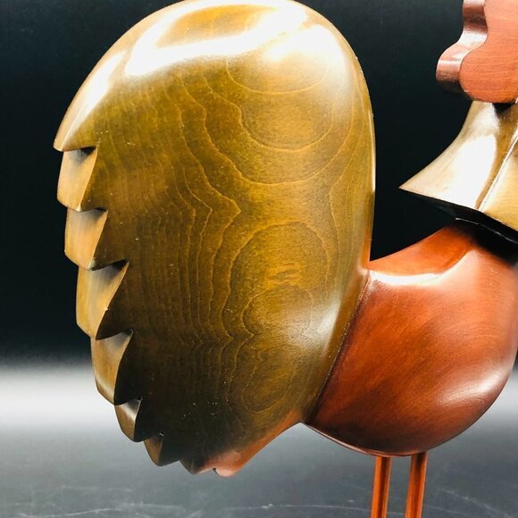 Rooster Wood Original Art Sculpture Artist Lyne Montmeny 2003 Modern Farmhouse - Picture 6 of 13